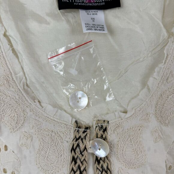 NEW Pyramid Collection Boho Lace eyelet Cardigan Jacket Women 3X Cream NWOT - Picture 9 of 13